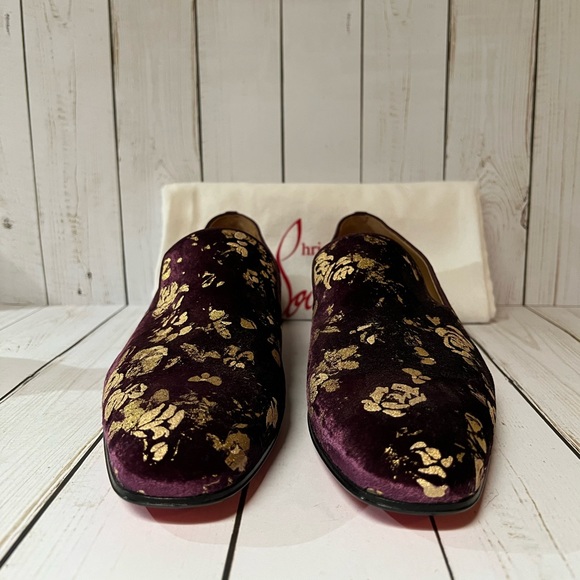 Christian Louboutin Colonnaki Velvet Jacquard Loafer Bordeaux Sz 44 / 11 main image 5
